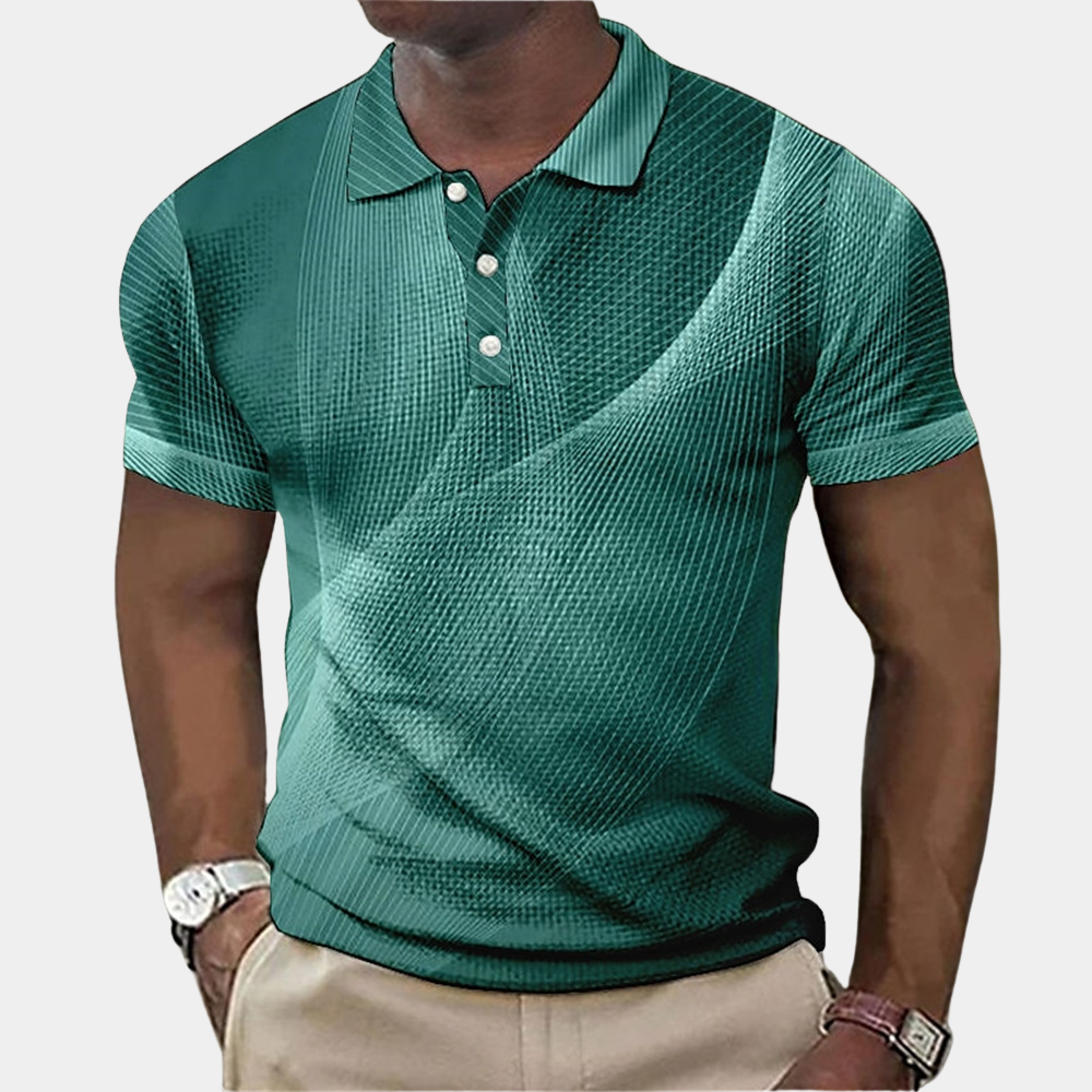 Polo Shirt - Men's Quarter Button Short Sleeve Collared-Men Summer Shirt-Chaps London-Dark Green-XS-Chaps London