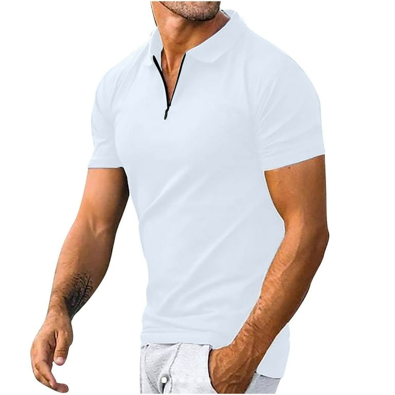 Polo Shirt - Men's Quarter Zip Collared-Polos-Chaps London-White-S-Chaps London