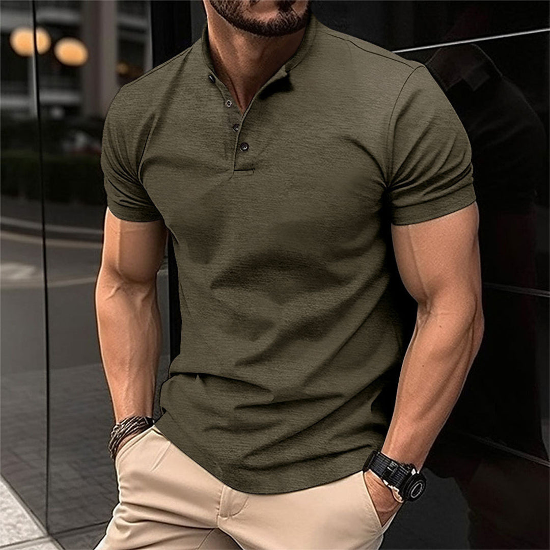 Polo Shirt - Men's Short Sleeve Button Neck-Polo man-Chaps London-Army Green-S-Chaps London