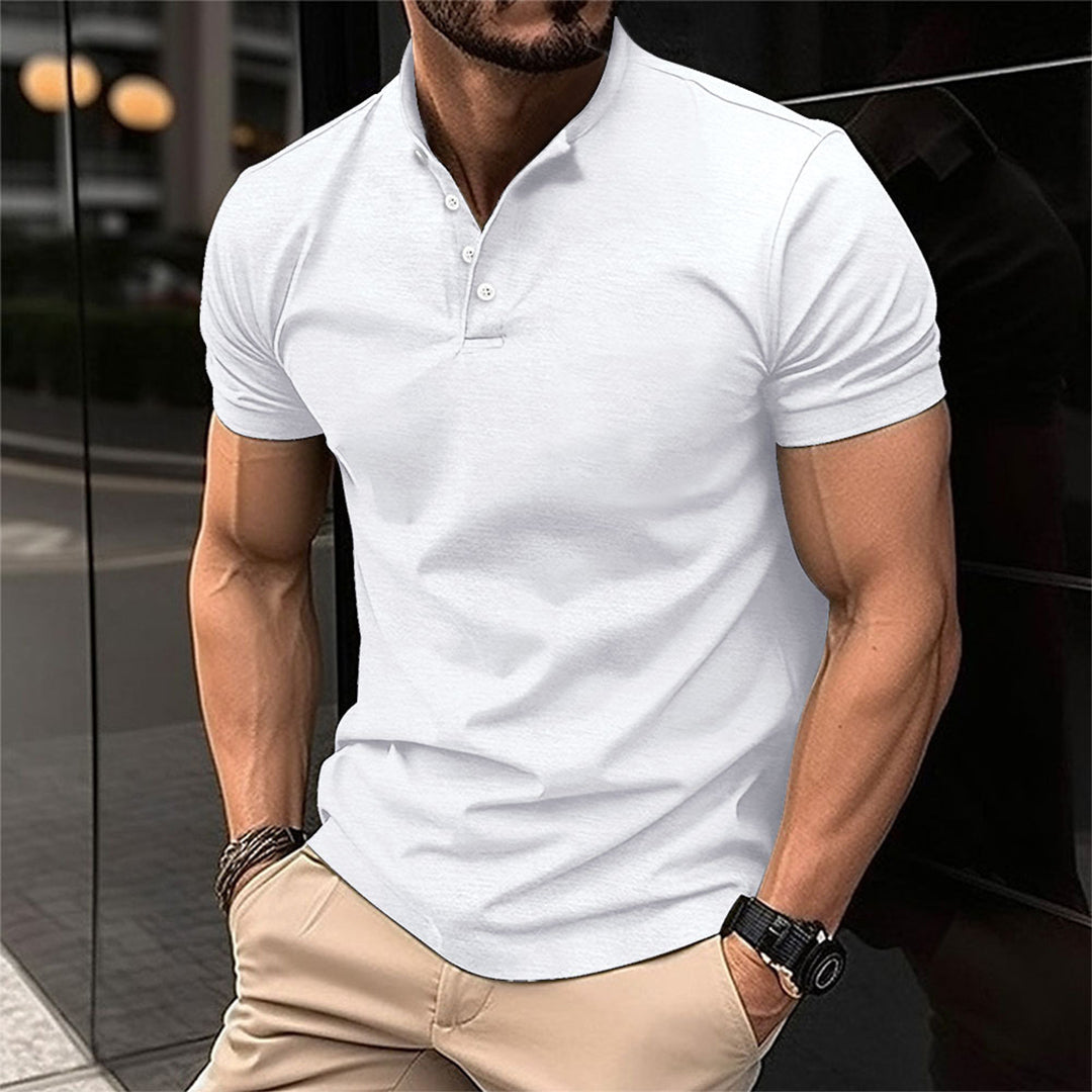 Polo Shirt - Men's Short Sleeve Button Neck-Polo man-Chaps London-White-S-Chaps London