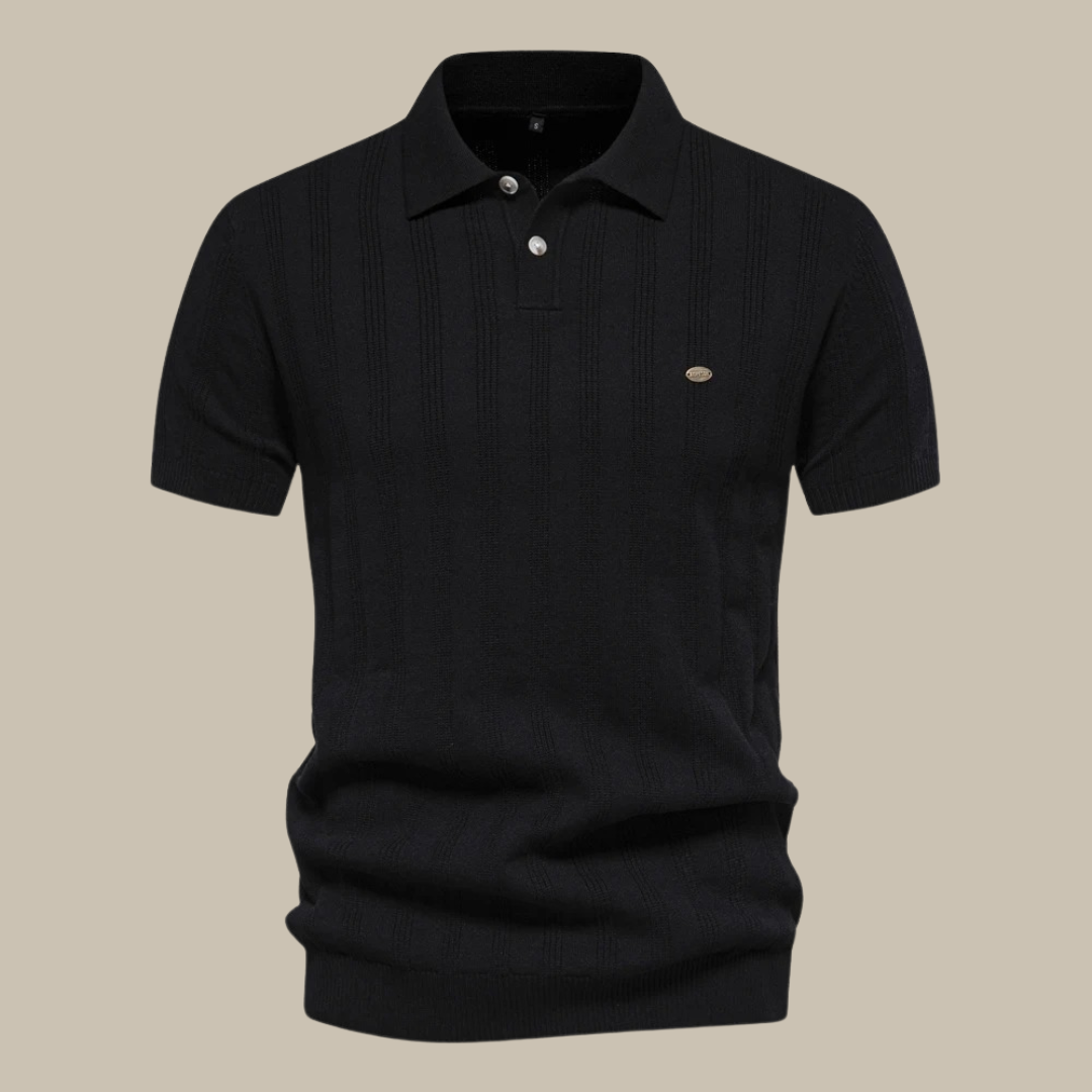 Polo Shirt - Men's Short Sleeve Knitted Collared Polo T-Shirt-Polo man-Chaps London-Black-S-Chaps London