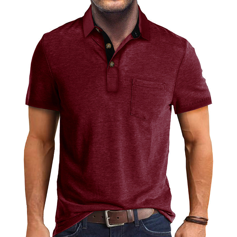 Polo T-Shirt | Collared | Short Sleeve | Polo Shirt | Men's Shirt-Polos-Chaps London-Dark Red-S-Chaps London