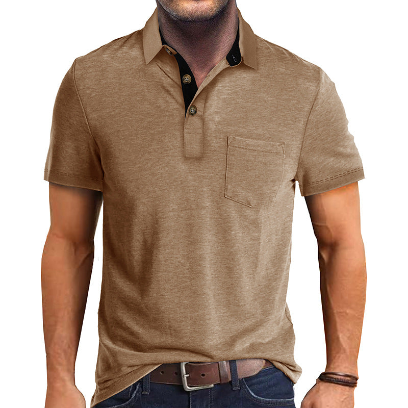 Polo T-Shirt | Collared | Short Sleeve | Polo Shirt | Men's Shirt-Polos-Chaps London-Khaki-S-Chaps London