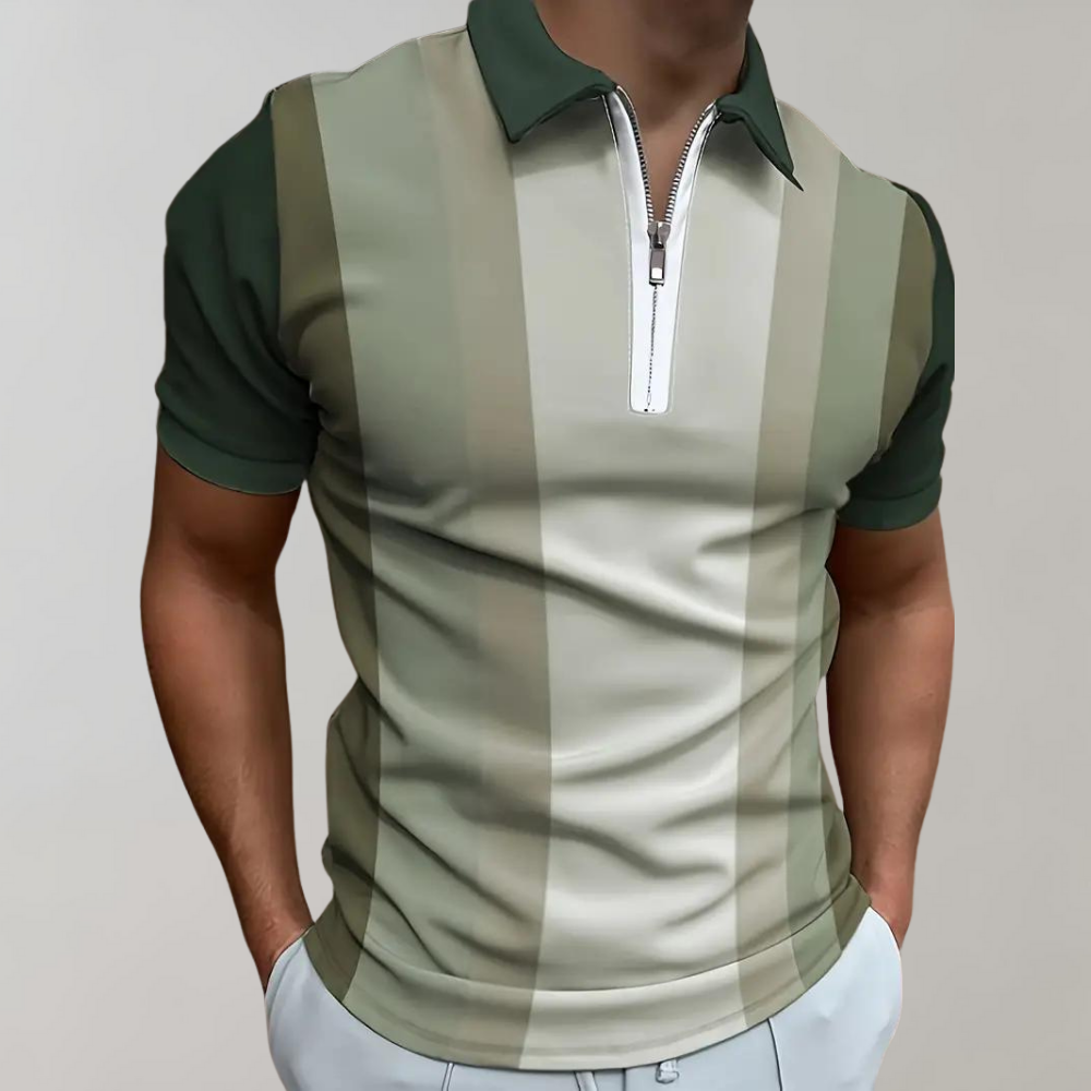 Polo T-Shirt - Collared - Short Sleeve - Quarter Zip Shirt - Men's Shirt-Polos-Chaps London-Gray-S-Chaps London