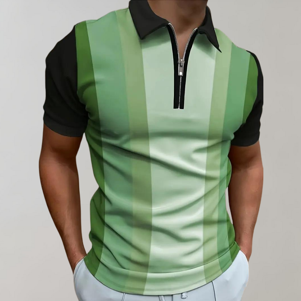 Polo T-Shirt - Collared - Short Sleeve - Quarter Zip Shirt - Men's Shirt-Polos-Chaps London-Green-S-Chaps London