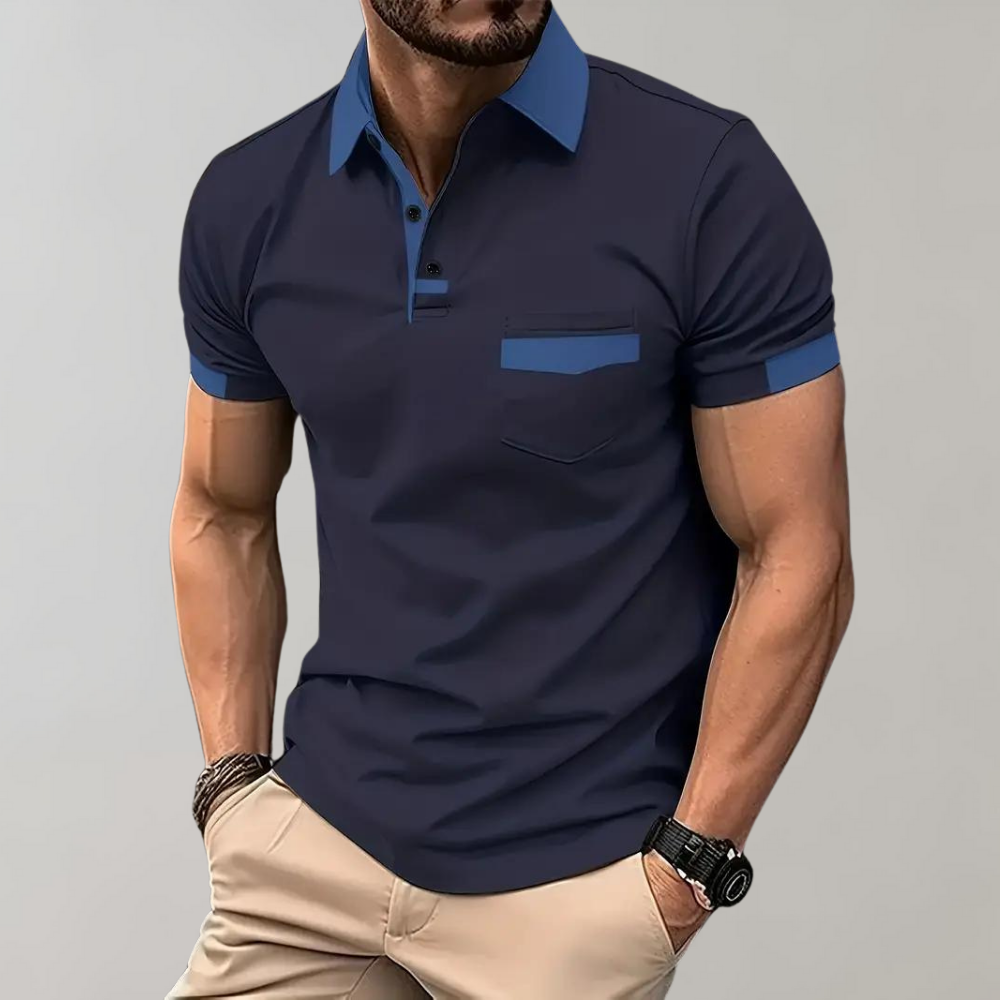 Polo T-Shirt | Short Sleeve | Button Neck | Collared T-Shirt | Men's Shirts-Chaps London-Navy Blue-S-Chaps London
