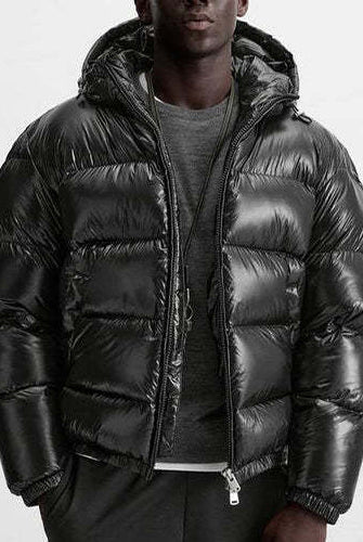 Puffer Jacket - Men's Hooded Black Winter Down Jacket-Jassen-Chaps Herrenmode-Black-S-Chaps of London