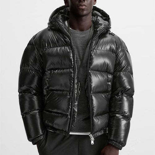Puffer Jacket - Men's Hooded Black Winter Down Jacket-Jassen-Chaps London-Black-S-Chaps London