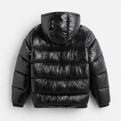 Puffer Jacket - Men's Hooded Black Winter Down Jacket-Jassen-Chaps London-Chaps London