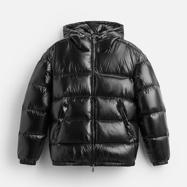 Puffer Jacket - Men's Hooded Black Winter Down Jacket-Jassen-Chaps London-Chaps London