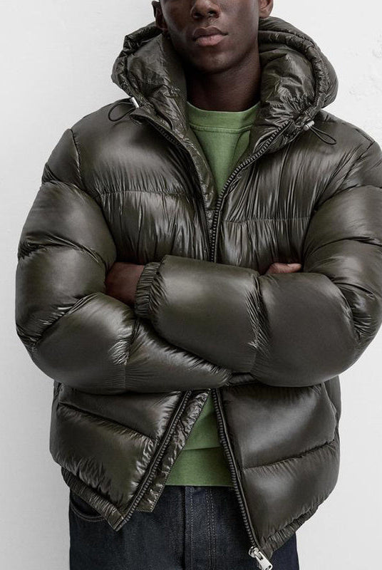 Puffer Jacket - Men's Hooded Black Winter Down Jacket-Jassen-Chaps London-Chaps London