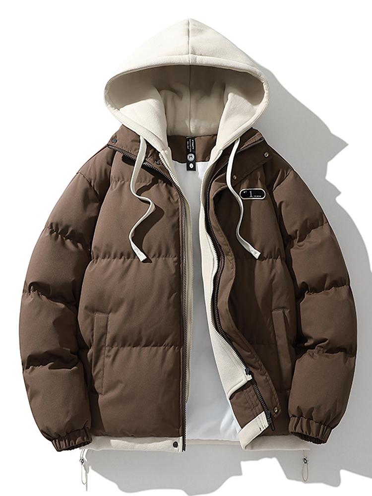 Puffer Jacket - Men's Hooded Thick Padded Winter Coat-Puffer Jackets-Chaps London-Brown-S-Chaps London