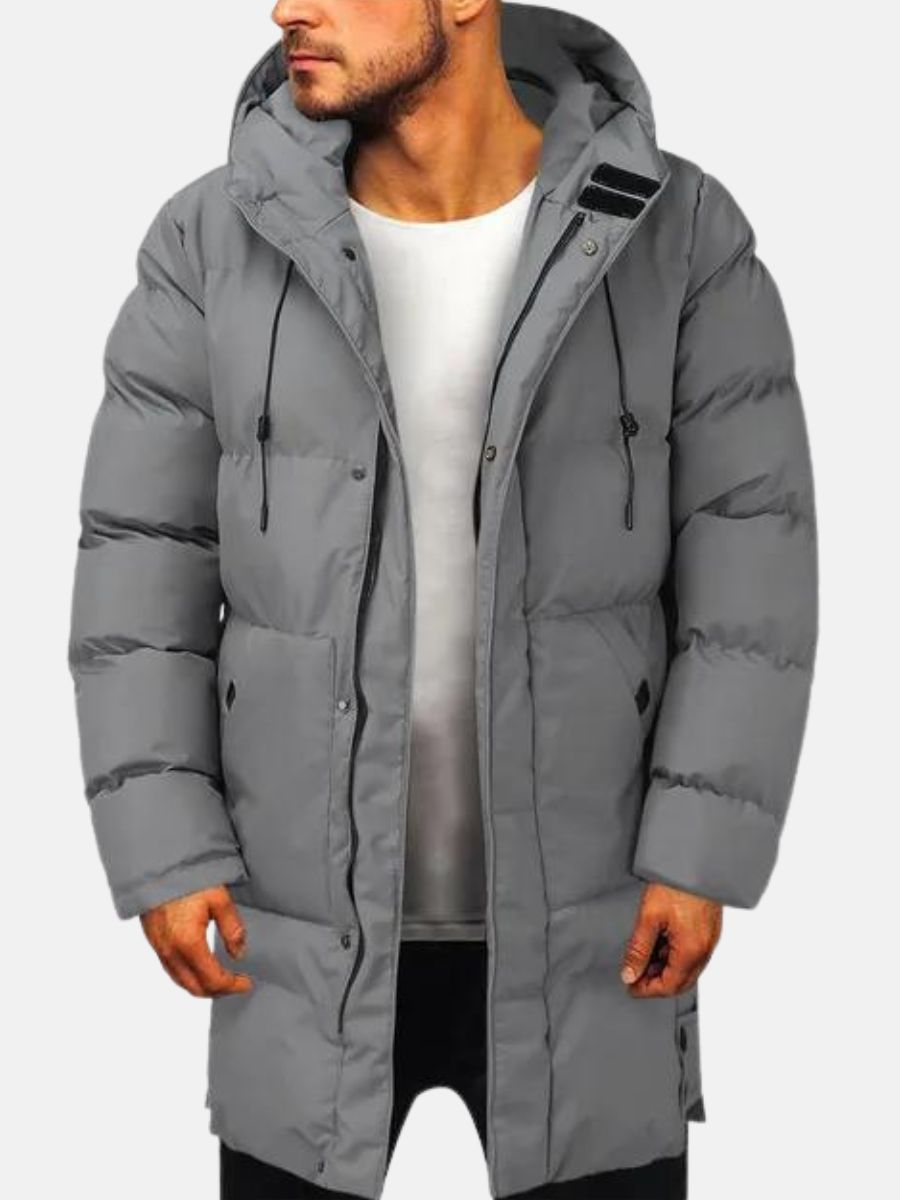 Puffer Jacket - Men's Hooded Warm Winter Parka-Men Jackets-Chaps London-Gray-L-Chaps London