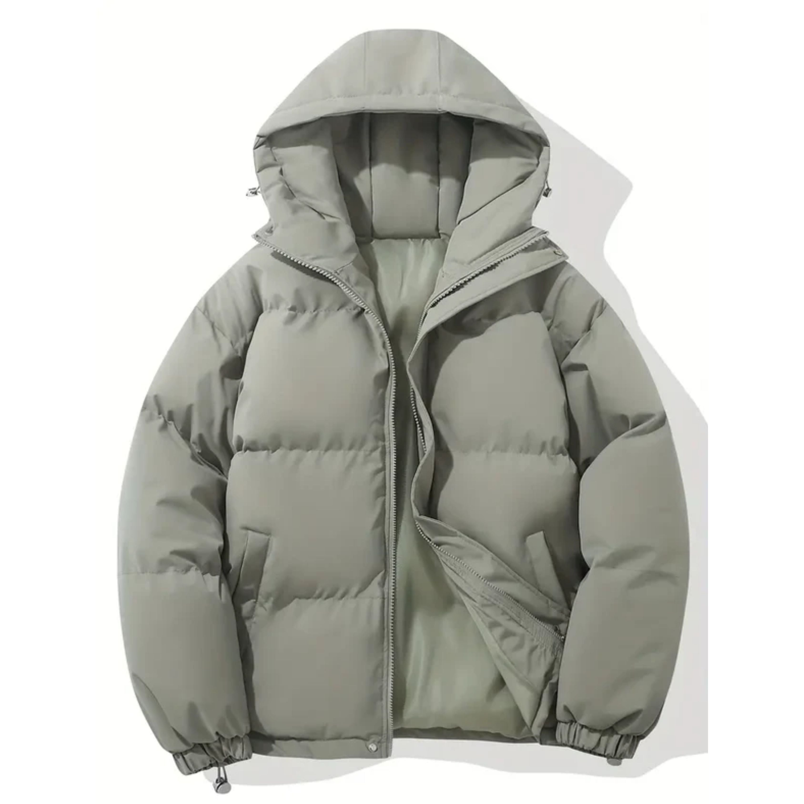 Puffer Jacket - Men's Warm Hooded Winter Down Jacket-Puffer Jacket-Chaps London-Light Gray-S-Chaps London