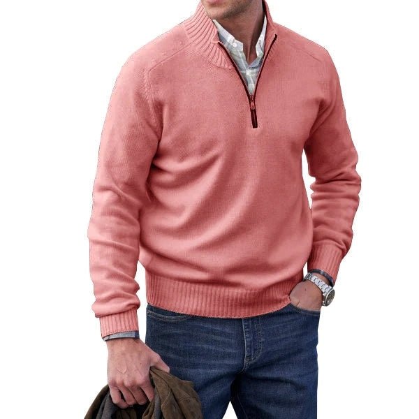 Quarter Zip Jumper - Men's Knitted Polo-Strickwaren-Chaps London-Pink-S-Chaps London