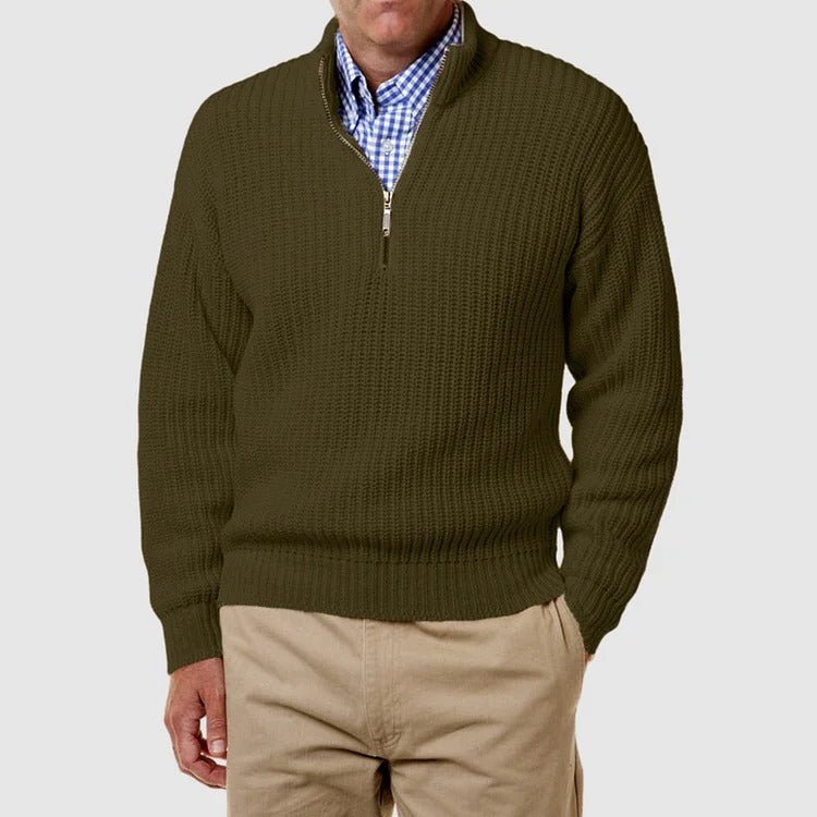 Quarter Zip Jumper - Men's Long Sleeve Knitted-Strickwaren-Chaps London-Chaps London