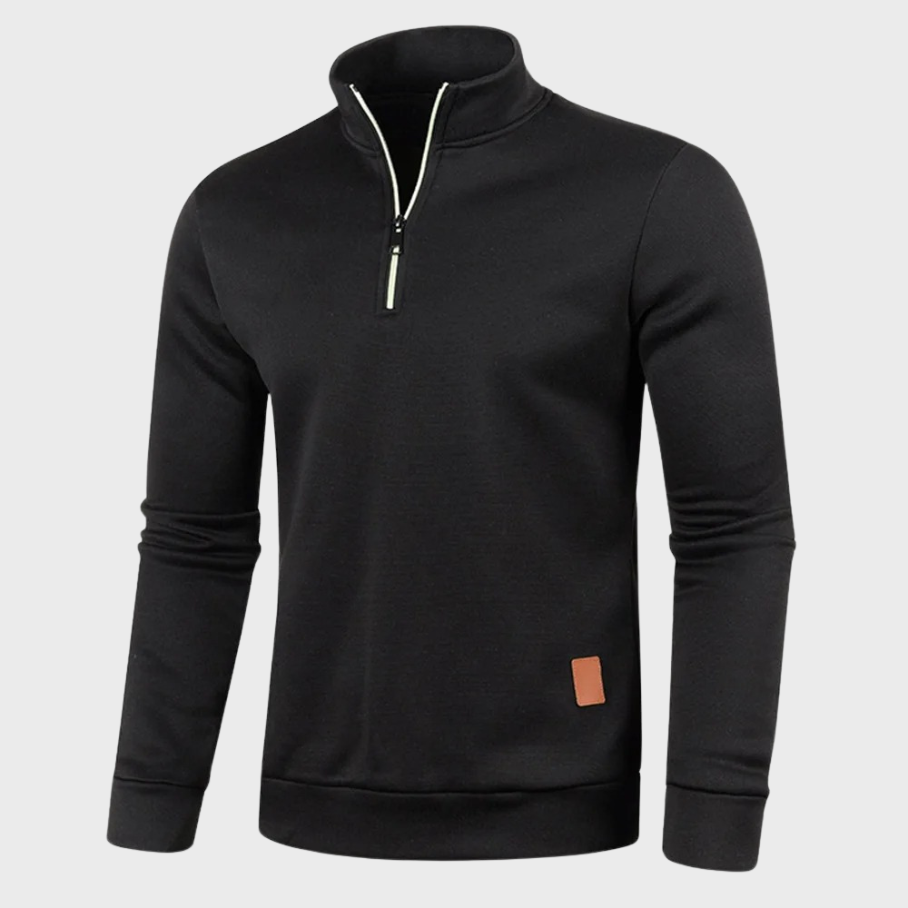 Quarter Zip Sweatshirt - Men's Long Sleeve Pullover-Fashion Men Sweater Pullover Fall-Chaps London-Chaps London