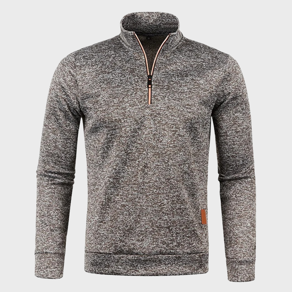 Quarter Zip Sweatshirt - Men's Long Sleeve Pullover-Fashion Men Sweater Pullover Fall-Chaps London-Coffee-S-Chaps London