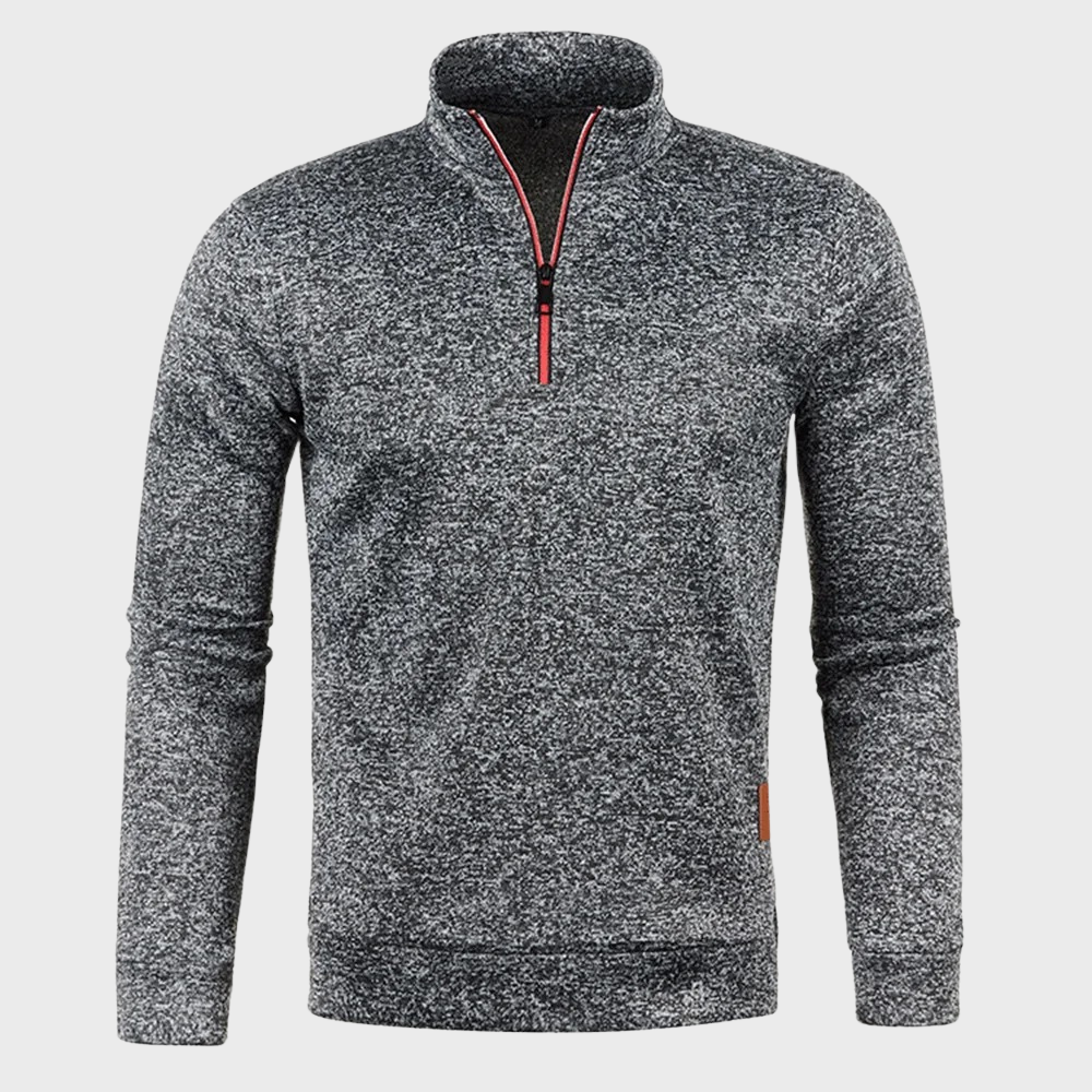Quarter Zip Sweatshirt - Men's Long Sleeve Pullover-Fashion Men Sweater Pullover Fall-Chaps London-Dark Gray-S-Chaps London