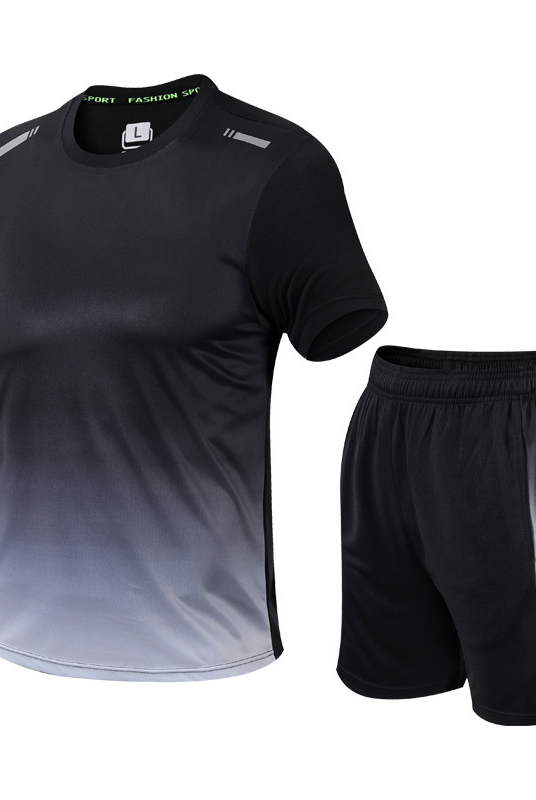 Shorts and T-Shirt Set - Quick Dry - Workout - Activewear Set - Men's Sportswear-Outfit Set-Chaps London-Gray-S-Chaps London