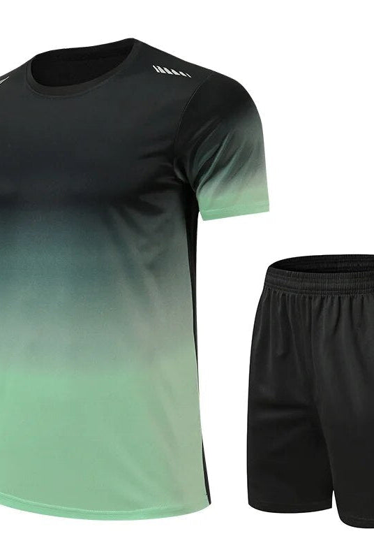 Shorts and T-Shirt Set - Quick Dry - Workout - Activewear Set - Men's Sportswear-Outfit Set-Chaps of London-Green-S-Chaps of London