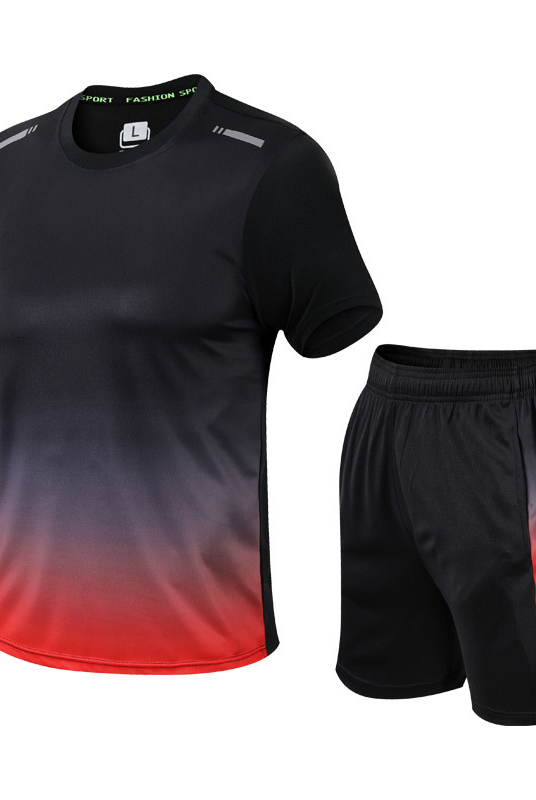 Shorts and T-Shirt Set - Quick Dry - Workout - Activewear Set - Men's Sportswear-Outfit Set-Chaps of London-Red-S-Chaps of London