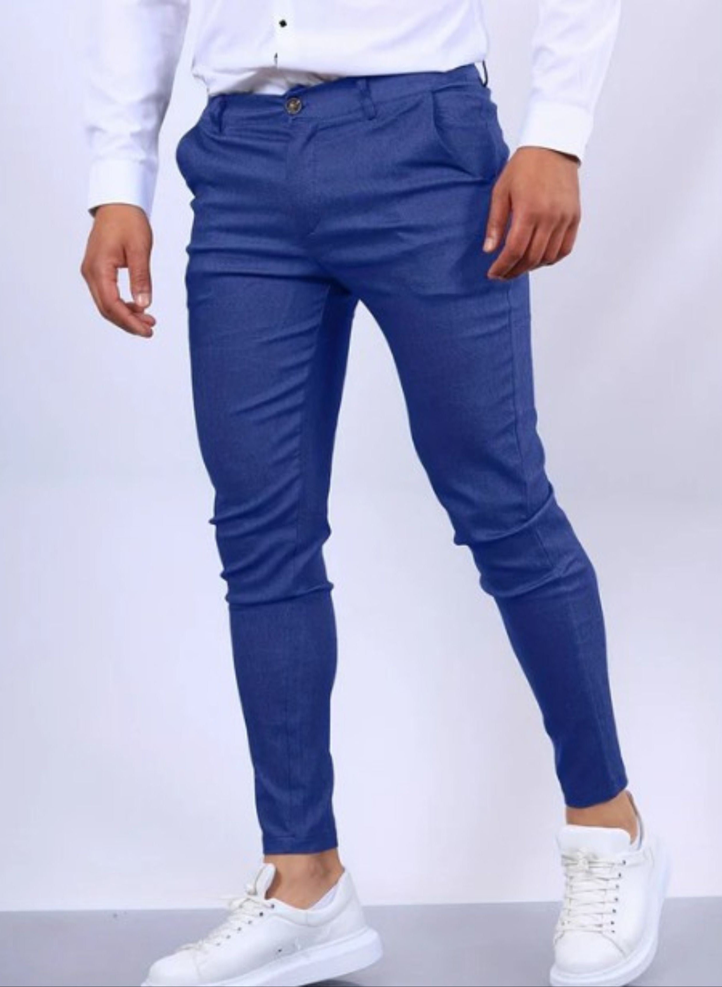 Skinny Chinos - Men's Casual Stretch Slim Fit Chino Pants-Skinny chino pants-Chaps London-Royal Blue-XS-Chaps London