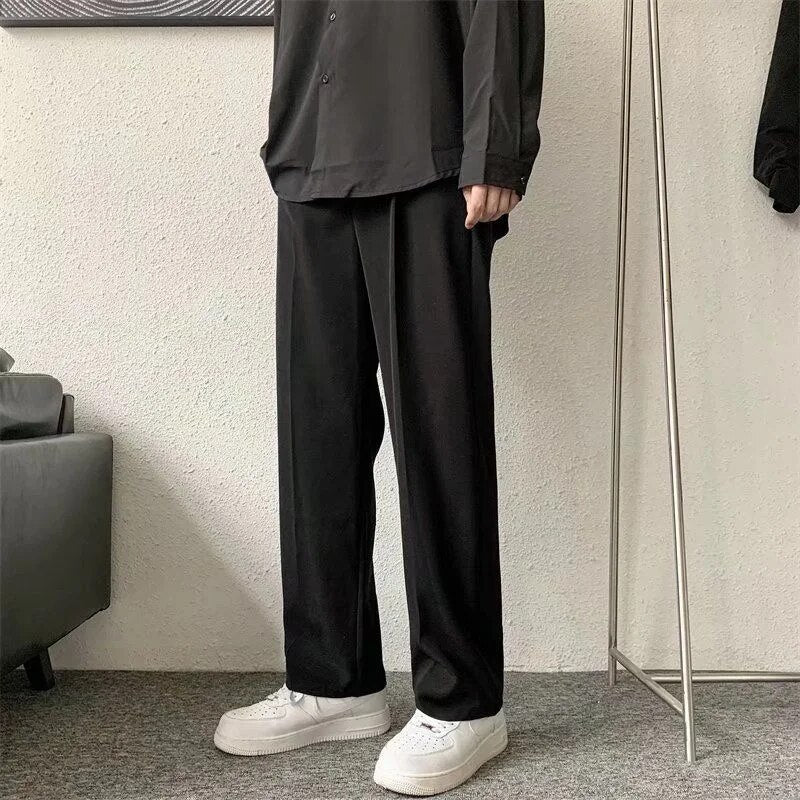 Slack Pants - Straight Leg - Loose Fit - Pleated Pants - Men's Pant's-Chaps London-Black-S-Chaps London