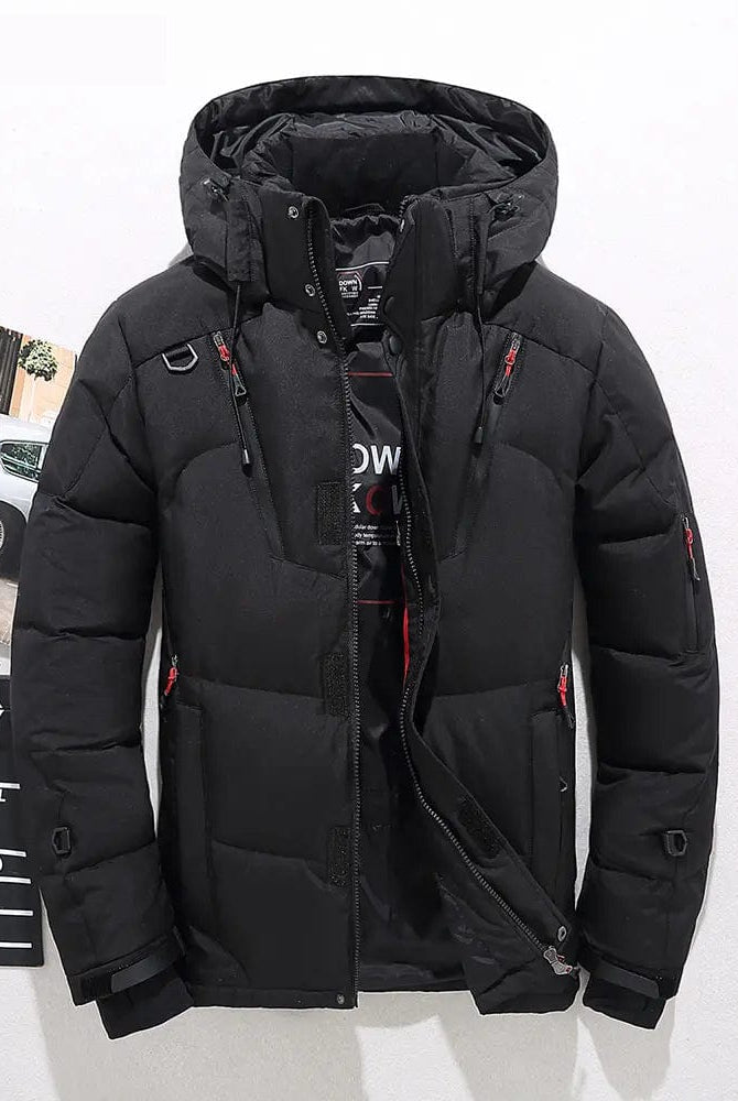 Snow Jacket | Hooded | Puffer | Down Jacket | Men's Winter Jackets-Chaps London-Black-XS-Chaps London