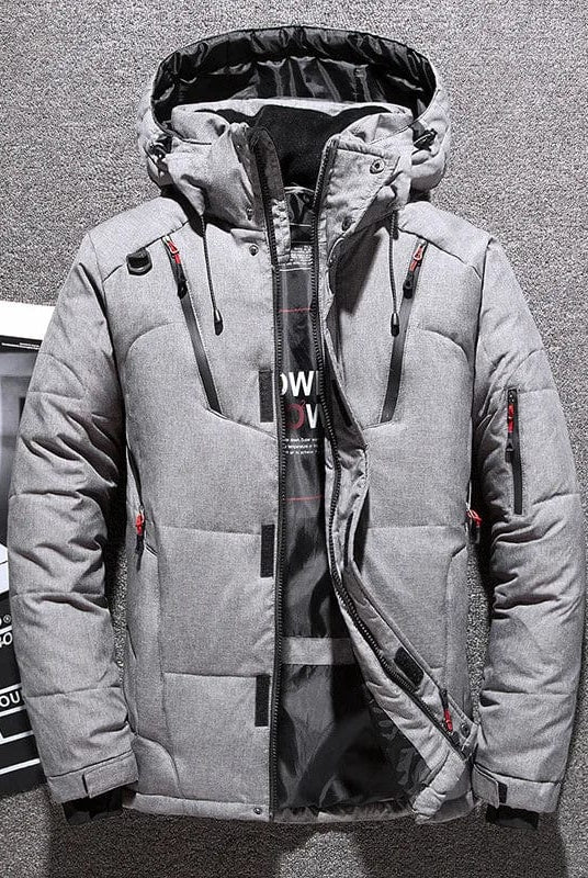 Snow Jacket | Hooded | Puffer | Down Jacket | Men's Winter Jackets-Chaps London-Gray-XS-Chaps London