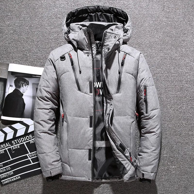 Snow Jacket | Hooded | Puffer | Down Jacket | Men's Winter Jackets-Chaps London-Gray-XS-Chaps London