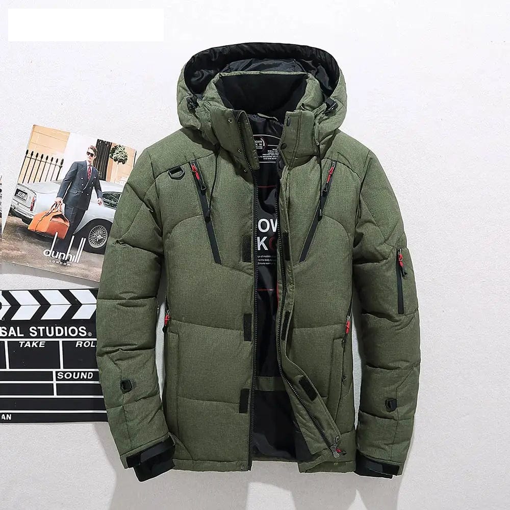 Snow Jacket | Hooded | Puffer | Down Jacket | Men's Winter Jackets-Chaps London-Green-XS-Chaps London