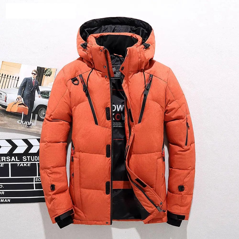 Snow Jacket | Hooded | Puffer | Down Jacket | Men's Winter Jackets-Chaps London-Orange-XS-Chaps London