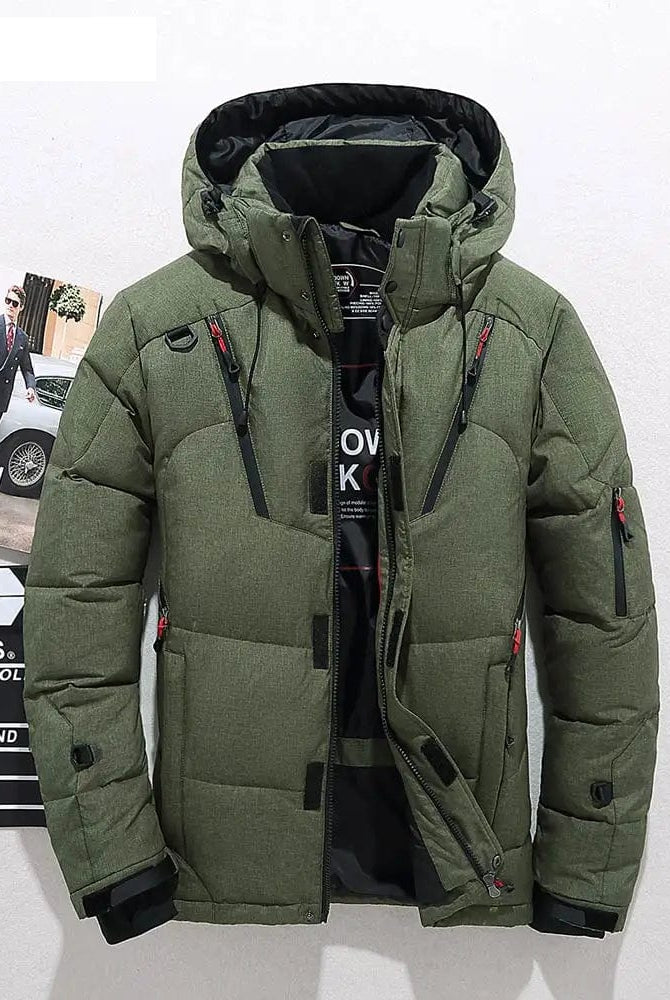 Snow Jacket | Hooded | Puffer | Down Jacket | Men's Winter Jackets-Chaps of London-Green-XS-Chaps of London
