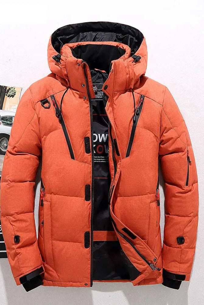 Snow Jacket | Hooded | Puffer | Down Jacket | Men's Winter Jackets-Chaps of London-Orange-XS-Chaps of London
