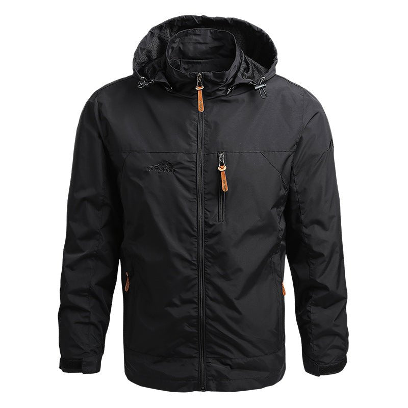 Softshell Windbreaker - Men's Hooded Waterproof Windproof Jacket-Windbreakers-Chaps London-Black-S-Chaps London