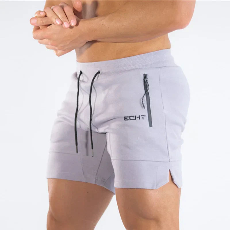 Sports Shorts - Men's Drawstring Activewear Gym Shorts with Pockets-Sportbroek man-Chaps London-Light Gray-S-Chaps London