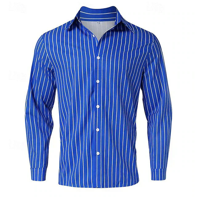Striped Shirt | Long Sleeve | Slim Fit | Buttoned Up Shirt | Men's Shirts-Men's Long Sleeve Striped Shirt-Chaps London-Chaps London