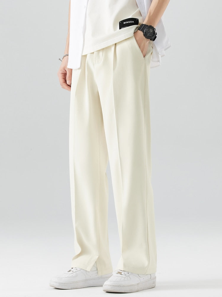 Summer Pants - Men's Lightweight Elastic Waist Straight Leg Slack Pants-Chaps London-White-M-Chaps London