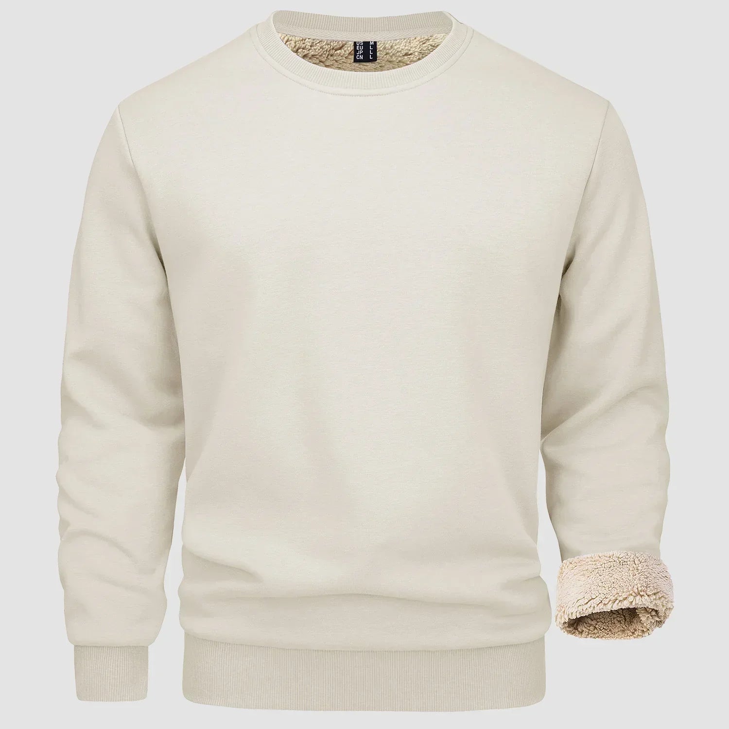 Sweatshirt - Warm - Crew Neck - Winter Pullover - Fleece Lined Sweatshirts for Men-Sweater-Chaps London-Beige-S-Chaps London