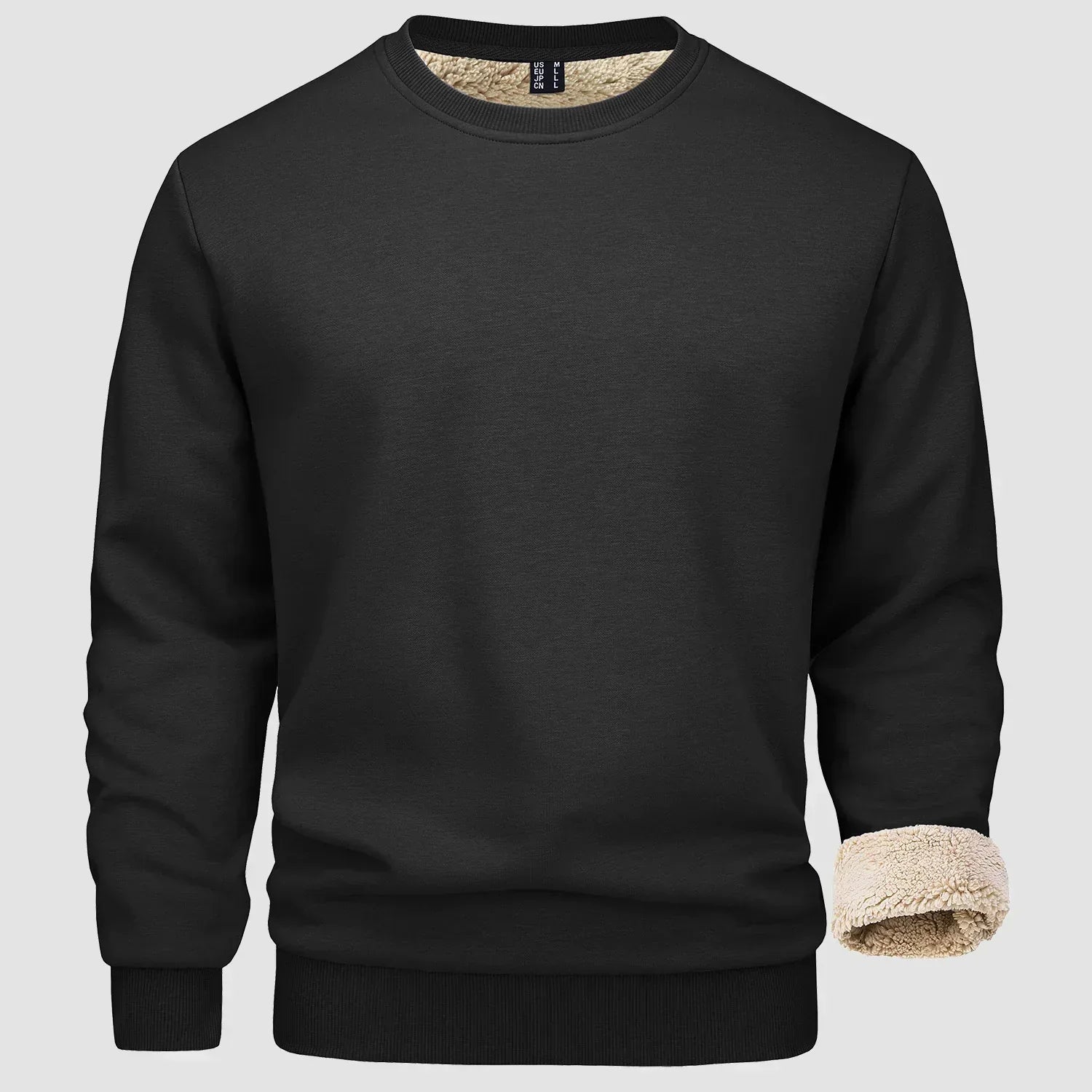 Sweatshirt - Warm - Crew Neck - Winter Pullover - Fleece Lined Sweatshirts for Men-Sweater-Chaps London-Black-S-Chaps London
