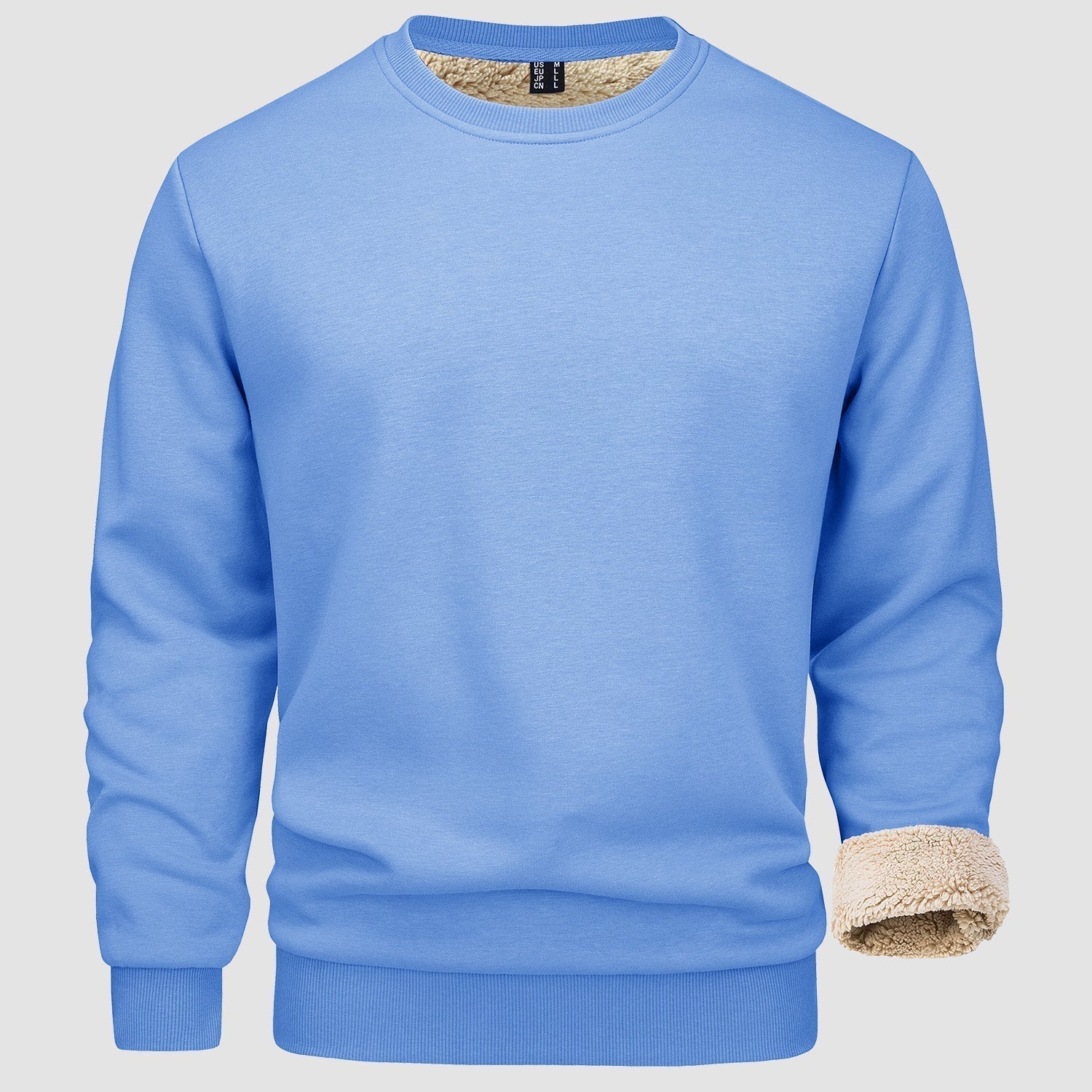 Sweatshirt - Warm - Crew Neck - Winter Pullover - Fleece Lined Sweatshirts for Men-Sweater-Chaps London-Light Blue-S-Chaps London