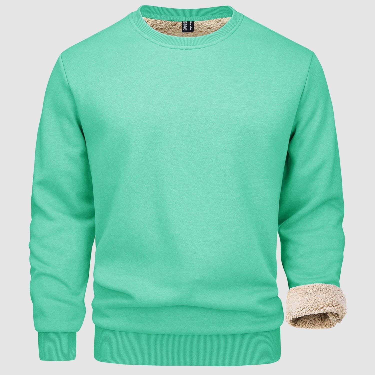 Sweatshirt - Warm - Crew Neck - Winter Pullover - Fleece Lined Sweatshirts for Men-Sweater-Chaps London-Mint Green-S-Chaps London
