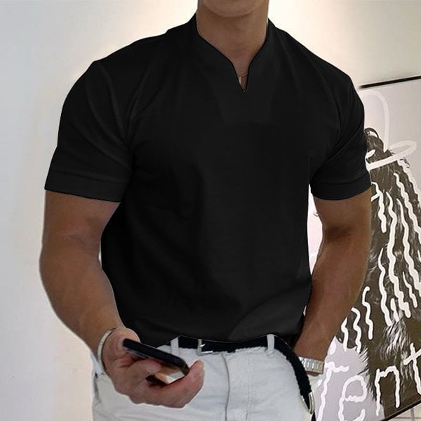 T-Shirt - Men's Breathable Short Sleeve Regular Fit T-Shirt-T-Shirts-Chaps London-Black-M-Chaps London