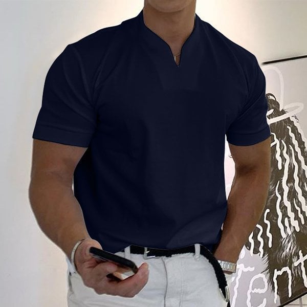 T-Shirt - Men's Breathable Short Sleeve Regular Fit T-Shirt-T-Shirts-Chaps London-Navy Blue-M-Chaps London