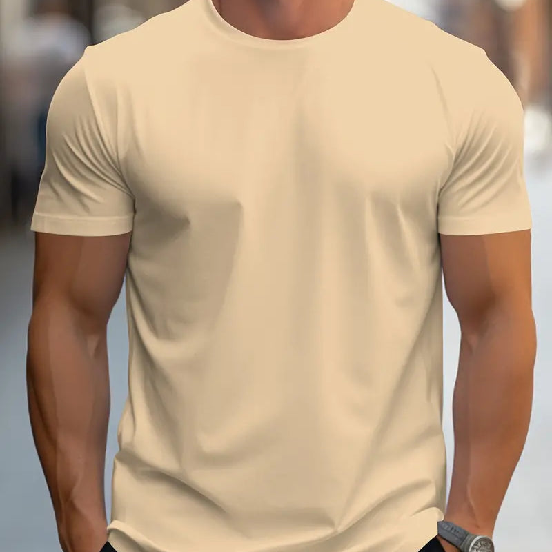 T-Shirt - Plain - Crew Neck - Basic T-Shirt - Men's Clothing-T-shirts-Chaps London-Aprikose-S-Chaps London