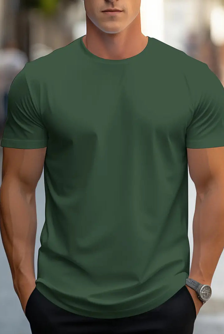 T-Shirt - Plain - Crew Neck - Basic T-Shirt - Men's Clothing-T-shirts-Chaps London-Dunkelgrün-S-Chaps London