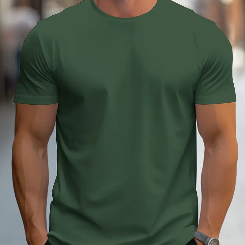T-Shirt - Plain - Crew Neck - Basic T-Shirt - Men's Clothing-T-shirts-Chaps London-Dunkelgrün-S-Chaps London