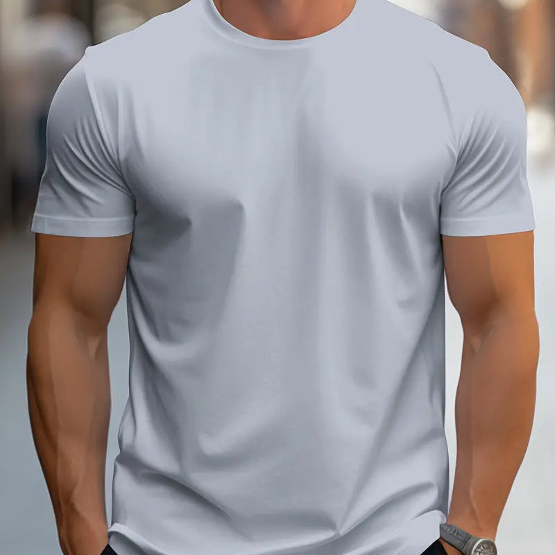 T-Shirt - Plain - Crew Neck - Basic T-Shirt - Men's Clothing-T-shirts-Chaps London-Grau-S-Chaps London