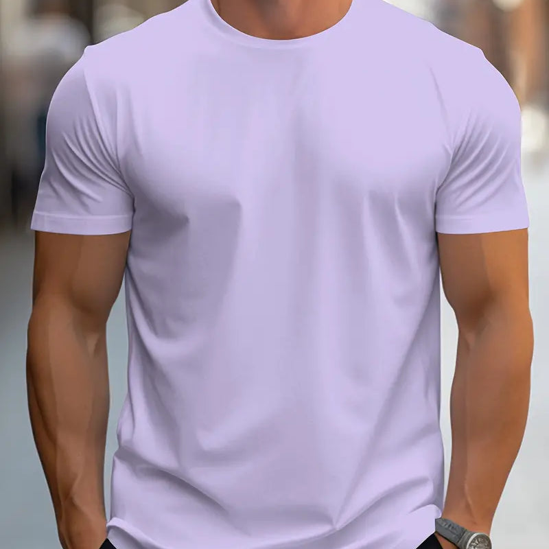 T-Shirt - Plain - Crew Neck - Basic T-Shirt - Men's Clothing-T-shirts-Chaps London-Hellviolett-S-Chaps London